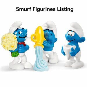 Vintage Authentic Schleich Smurf- Set of 3 (Made in Germany & Romania) New w/Tag